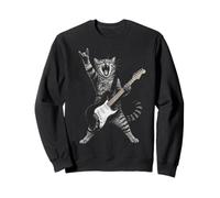 Rock and Roll Cat Playing Electric Guitar Tabby Kitten Sweatshirt