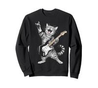 Rock and Roll Cat Playing Electric Guitar Tabby Kitten Sweatshirt