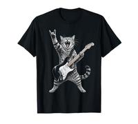 Rock and Roll Cat Playing Electric Guitar Tabby Kitten T-Shirt