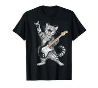 Rock and Roll Cat Playing Electric Guitar Tabby Kitten T-Shirt