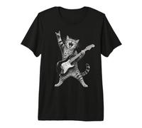 Rock and Roll Cat Playing Electric Guitar Tabby Kitten T-Shirt Haut de Gamme