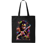 Rock and Roll Guitare Legend Jouer Instrument Musique Naturel Ecologique Sac Fourre-tout en Coton Noir, Noir , Taille unique