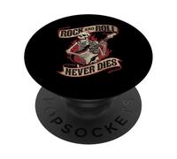 Rock and Roll Never Dies Squelette Vintage Rock Music PopSockets PopGrip Adhésif