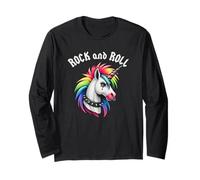 Rock and Roll Rainbow Unicorn Emo Goth Alternative, Animal Manche Longue