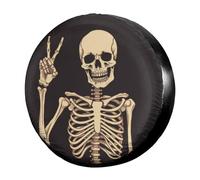 Rock and Roll Skull Skeleton Bone Love Music Housses De Pneus Anti-UV Housses De Protection pour Roue Résistante Aux Intempéries Housse De Pneu De Secours pour RV Voiture Camping-Car 14inch