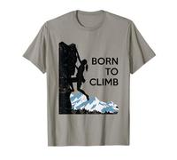Rock Art Mountain Apparel T-Shirt Gris Unisex Adultes Small Coupe Classique Manche Courte Ras du Cou T-Shirt Cadeau Humoristique pour Amateur d'Escalade avec Inscription Born to Climb