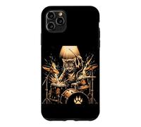 Rock Band Cat Drummer Baguettes de Batterie drôles Rock Music Drums Coque pour iPhone 11 Pro Max