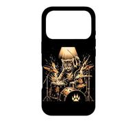 Rock Band Cat Drummer Baguettes de Batterie drôles Rock Music Drums Coque pour iPhone 17 Pro