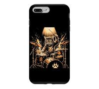 Rock Band Cat Drummer Baguettes de Batterie drôles Rock Music Drums Coque pour iPhone 7 Plus/8 Plus