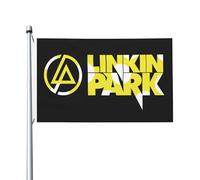 Rock Band Chester Singer Bennington Drapeau 3x5FT Double Face - Drapeau Groupe Rock - Texte et Logo Imprimés - Matière Polyester Résistant - Pour Fan de Nu Metal - Décoration Chambre/Concert