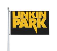 Rock Band Chester Singer Bennington Drapeau 3x5FT Double Face - Drapeau Groupe Rock - Texte et Logo Imprimés - Matière Polyester Résistant - Pour Fan de Nu Metal - Décoration Chambre/Concert