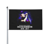 Rock Band Chester Singer Bennington Drapeau 3x5FT Double Face - Drapeau Groupe Rock - Texte et Logo Imprimés - Matière Polyester Résistant - Pour Fan de Nu Metal - Décoration Chambre/Concert