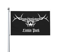 Rock Band Chester Singer Bennington Drapeau 3x5FT Double Face - Drapeau Groupe Rock - Texte et Logo Imprimés - Matière Polyester Résistant - Pour Fan de Nu Metal - Décoration Chambre/Concert