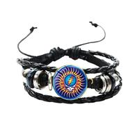 Rock Band Grateful Dead Bracelet gothique Musique Tête de mort Image Verre Dôme Wrap Bracelet en cuir pour homme Accessoires, 20 mm, Verre