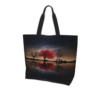 Rock Band Stage Sac à provisions pour femme Grande capacité Sac à main et sac à bandoulière indispensable pour les trajets et le shopping, Red Tree Lake Moon, Taille unique