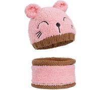 ROCK Bonnet Enfant Hiver Bébé Ensemble Bonnet et Echarpe Tricot Enfant Bébé Crochet Beanie Chapeau pour 1-3 Ans Garçons Filles