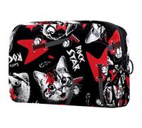 Rock Cat and Dog Play Guitar Cosmetic Bag for Women Travel Toiletries Bags Large Makeup Handy Pouch Organizer Bag With Zipper, multicolore, 18.5x7.5x13cm/7.3x3x5.1in, Trousse de toilette