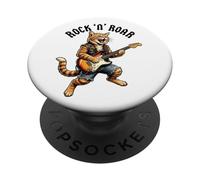 Rock Cat Guitare électrique Roar Graphic Cool Music Animal Art PopSockets PopGrip Adhésif