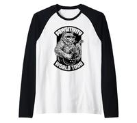 Rock Cat Jouant de la Guitare électrique Funny Guitarist World Tour Manche Raglan