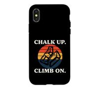 Rock Climbing Bouldering Chalk Up Climb on Retro Sunset Coque pour iPhone X/XS