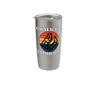 Rock Climbing Bouldering Chalk Up Climb On Retro Sunset Gobelet isotherme en acier inoxydable double paroi