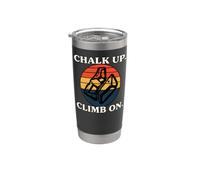 Rock Climbing Bouldering Chalk Up Climb On Retro Sunset Gobelet isotherme en acier inoxydable double paroi