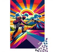 Rock Climbing Sunset WPAP Puzzle Adulte De 1000 Pièces, 52x38cm/1000pcs, Pièces Blanches Faciles À Trier; pour Partager Un Moment Loin des Écrans