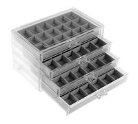 Rock Collection Boîte à 72 grilles 4 couches 24 x 15 x 14,2 cm Boîte de collection pour enfants Transparent Vitrine pour pierres précieuses Boîte de rangement pour pierres précieuses coquillages