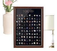 Rock Collection For Kids - Kit de 100 pièces minérales | Collection de cristaux naturels avec vitrine en bois, spécimens éducatifs de géologie, cadeau d'apprentissage scientifique STEM pour débutants