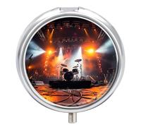 Rock Concert Stage Pilulier portable 3 compartiments avec miroir rond en métal Boîte de rangement de médicaments pour contenir des vitamines et de l'huile de poisson