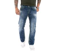 Rock Creek RC-2056 Jean design pour homme avec coutures épaisses Bleu vintage, Bleu foncé - Rc-2369, 36W / 30L