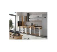 ROCK Cuisine complete Mélaminé chene Lancelot et brillant 300 cm Plan de travail non