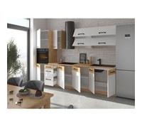 ROCK Cuisine complete Mélaminé chene Lancelot et brillant 300 cm Plan de travail non