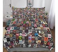 Rock First Set Housse De Punk Rock Music Couette 3 Pièces Enfant Et Aux Jeunes Adultes,Géométrique Imprimé Microfibre Literie Parure De Lit Linge De Lit Avec Fermeture À Éclair Double（200x200cm）