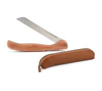 ROCK FOXX. COM FOXXKNIFE Couteau à pain pliable de 18,5 cm, inoxydable, manche en bois d'olivier ou de padou. Avec sac à couteaux pratique, gravure au laser possible sur demande (bois de padouk, étui