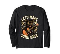 Rock Guitar Cat Funny Let's Make Some Noise Music Manche Longue