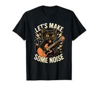 Rock Guitar Cat Funny Let's Make Some Noise Music T-Shirt