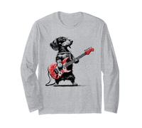Rock Guitar Dog Vintage Teckel Musicien Cool Animal Art Manche Longue