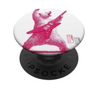 Rock Guitarist Bear Vintage Guitare électrique Cadeau PopSockets PopGrip Adhésif