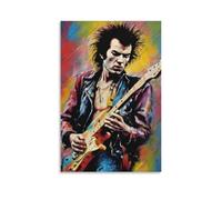 Rock Guitarist Sid_Vicious - Impressions murales modernes abstraites, géométriques, minimalistes - Impressions sur toile encadrée pour bureau, chambre à coucher - 40 x 60 cm