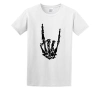 Rock Hand Heavy Metal Gift Skeleton Pop Punk Dope (Rockhand T) Men Adult Short Sleeve White 3XL