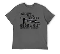 Rock Hard Caulking Funny Handyman T-Shirt Hilarant Double Entendre Blague Shirt pour Homme, Style gris foncé, 6XL