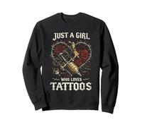 Rock Heavy Metal Music Just a Girl Who Loves Tattoos Gothique Sweatshirt