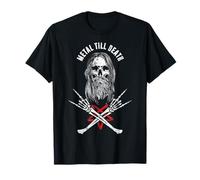 Rock Heavy Metal Till Death Tête de Mort Barbu Metalhead T-Shirt