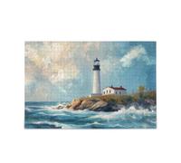 Rock Island Lighthouse Puzzle pour adultes Chefs-d'œuvre stimulants et éducatifs Puzzle 500 pièces