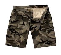 ROCK-IT Apparel Bermuda pour Homme avec Ceinture - Short Cargo Vintage avec 6 Poches à Fermer - Pantalon Court d'été en Tissu Extensible [Tailles S-5XL] Noir/Camouflage 3XL