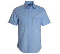 ROCK-IT Apparel Chemise à Manches Courtes pour Hommes Chemise américaine au Style Militaire Chemise de travailleur Chemise pour Les Loisirs fabriquée en Europe Bleu Clair Medium