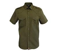 ROCK-IT Apparel Chemise à Manches Courtes Pour Hommes - Style Militaire Américain, Chemise de Travailleur Pour Les Loisirs, Fabriquée en Europe - Vert 4X-Large