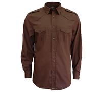 ROCK-IT Apparel Chemise à Manches Longues pour Hommes - 100% Coton - avec épaulettes - pour Le Travail et Les Loisirs - avec Fermeture à Boutons [S-5XL] Tailles régulières Marron 5X-Large