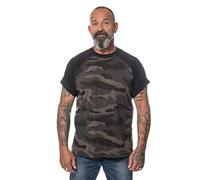 ROCK-IT Apparel® Men Camouflage Raglan T-Shirt met korte mouwen Ronde hals 100% katoen Maten S-5XL Kleur Dark Camo M
